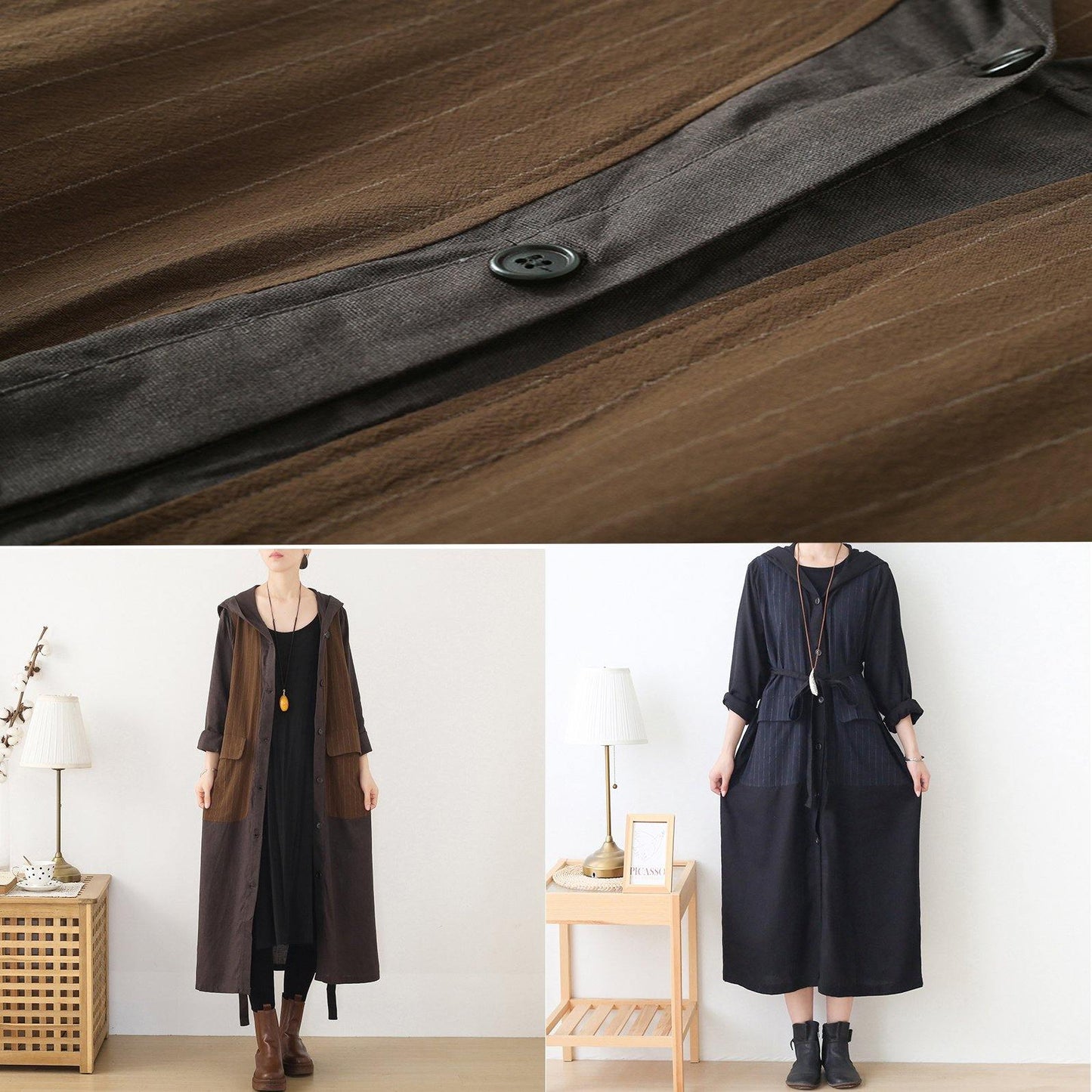 Navy Clothes Outfits Hooded Striped Jackets