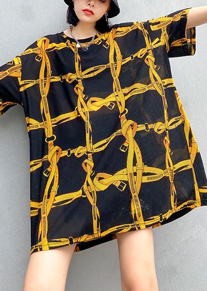 O Neck Half Sleeve Summer Crane Tops Work Outfits Black Plaid Blouses