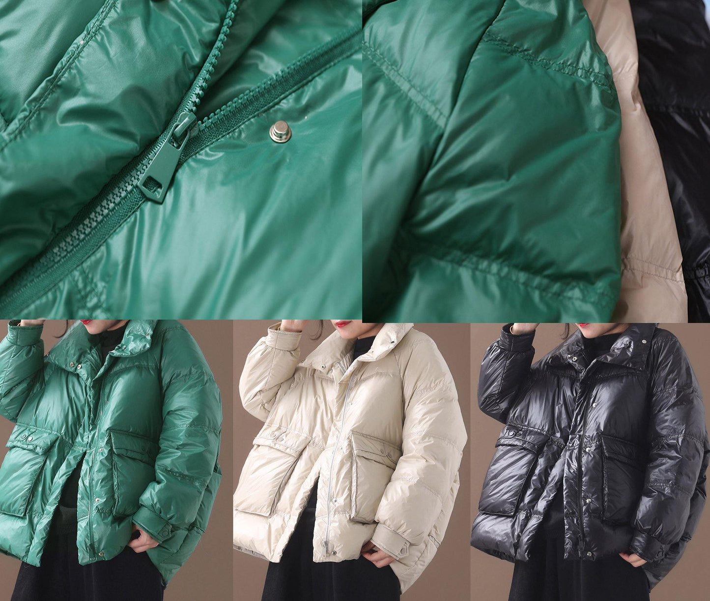 Clothing Snow Jackets Winter Overcoat Green Stand Collar Duck Down Coat