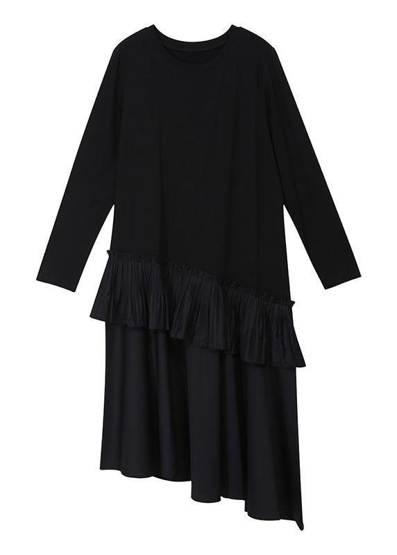 Ruffles Cotton Patchwork Tunics Shape Khaki Maxi Dresses