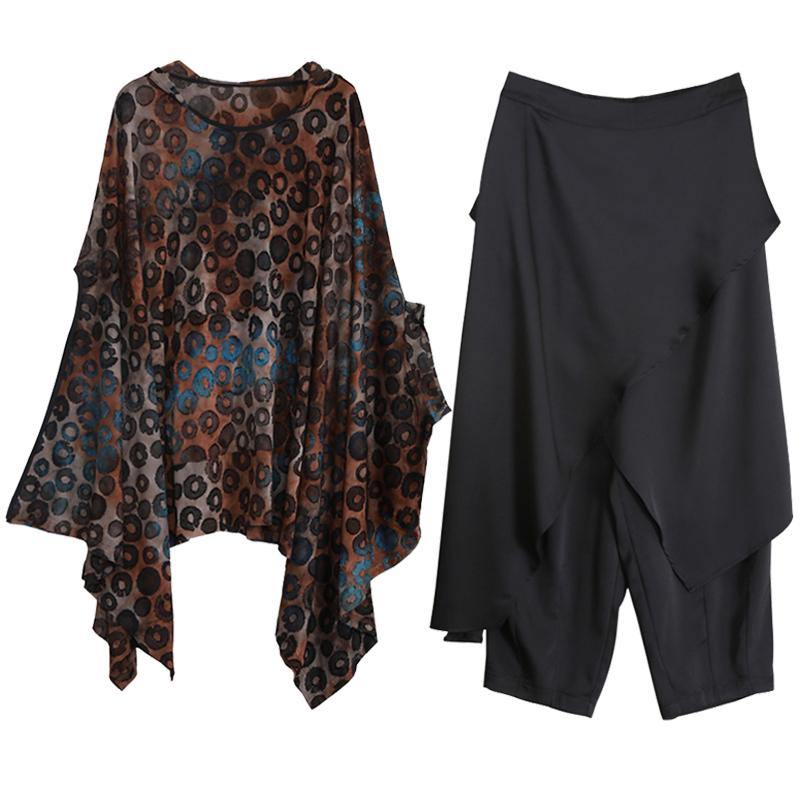 Suit Bat Sleeve Irregular Top Personality Wide Leg Pants Spring