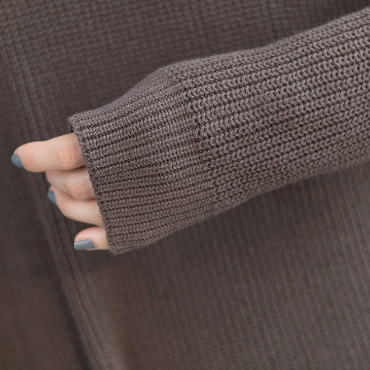 Chocolate Sweater Weather Fuzzy High Neck Knitwear