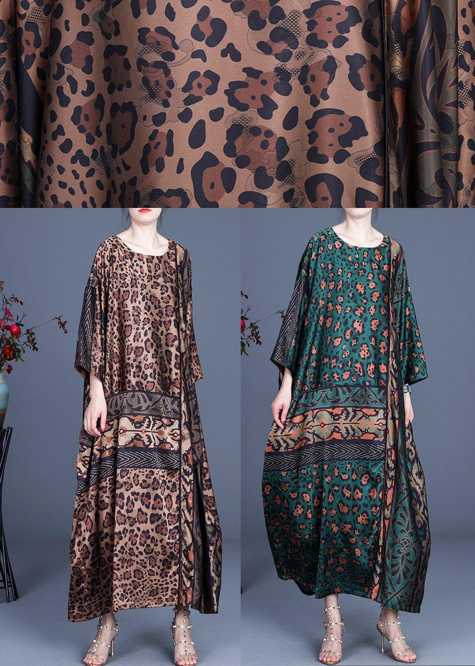 Fine Chocolate Leopard Asymmetrical Design Silk Party Dress Summer Spring