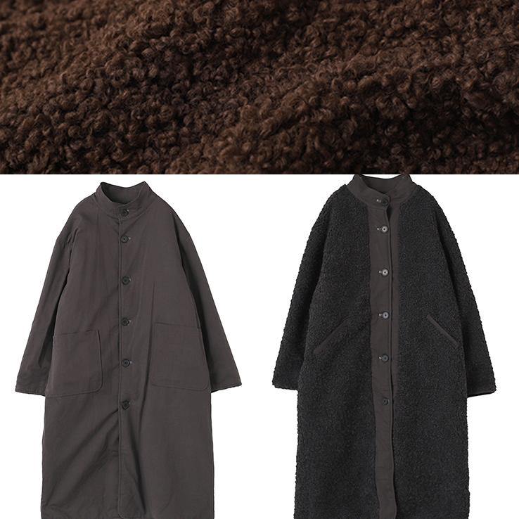 Fine Mid-length Coats Woolen Outwear Chocolate O Neck Two Ways to Wear Coats
