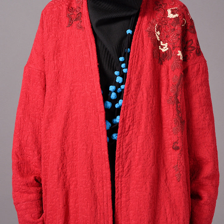 Fine Yellow Coats Embroidery Baggy Winter Coat Boutique Side Open Coats