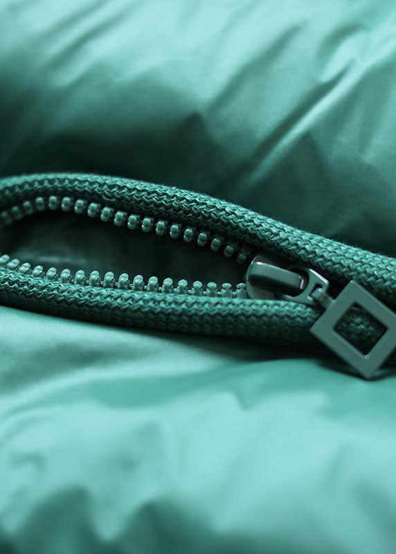 Fitted Blue Green Zip Up Thick Fine Cotton Filled Parkas Winter