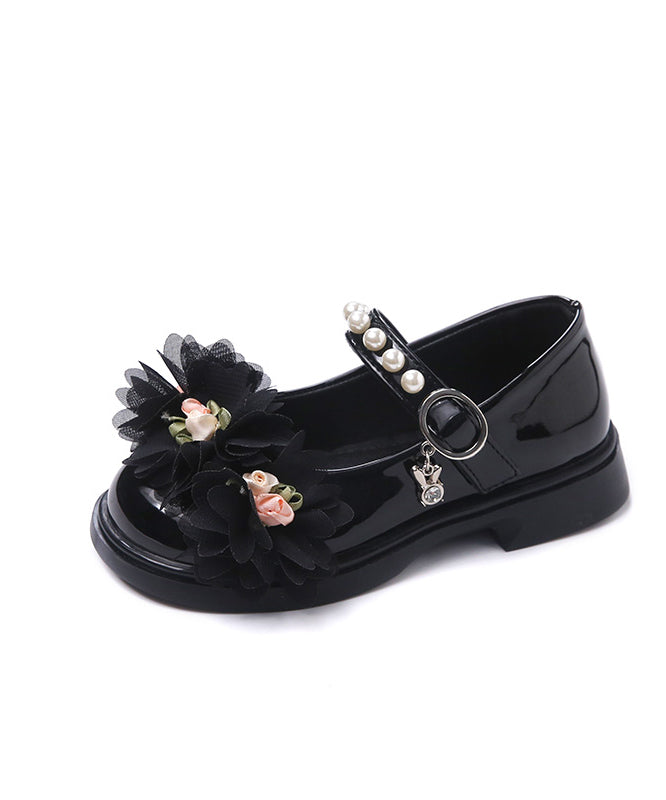 Splicing Beige Kids Princess Flat Shoes Buckle Strap
