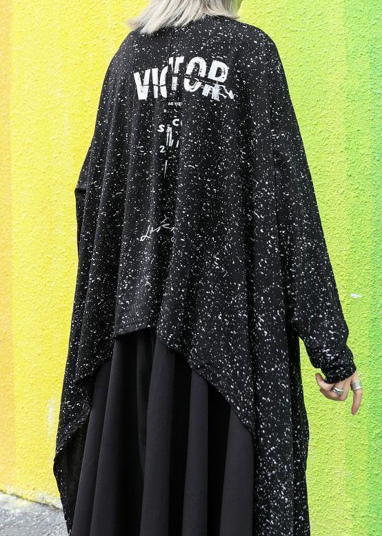 For Fall Blended Outwear Black Asymmetric Cardigan