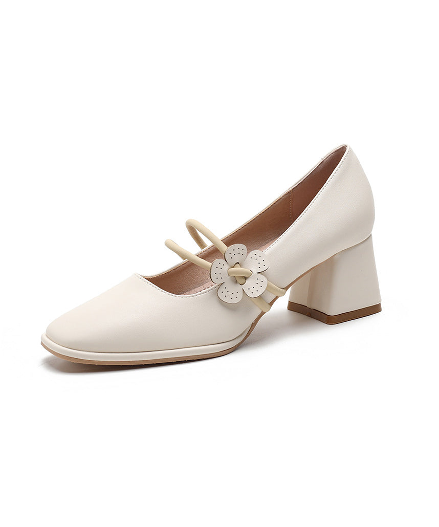 French Apricot One Word Buckle Chunky Heel