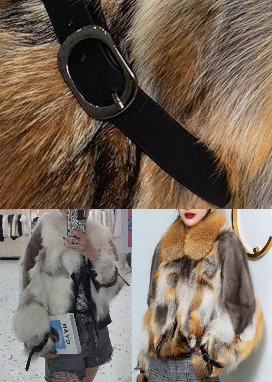 French Red Square Collar Warm Mink Velvet Leather and Fur Coat Winter