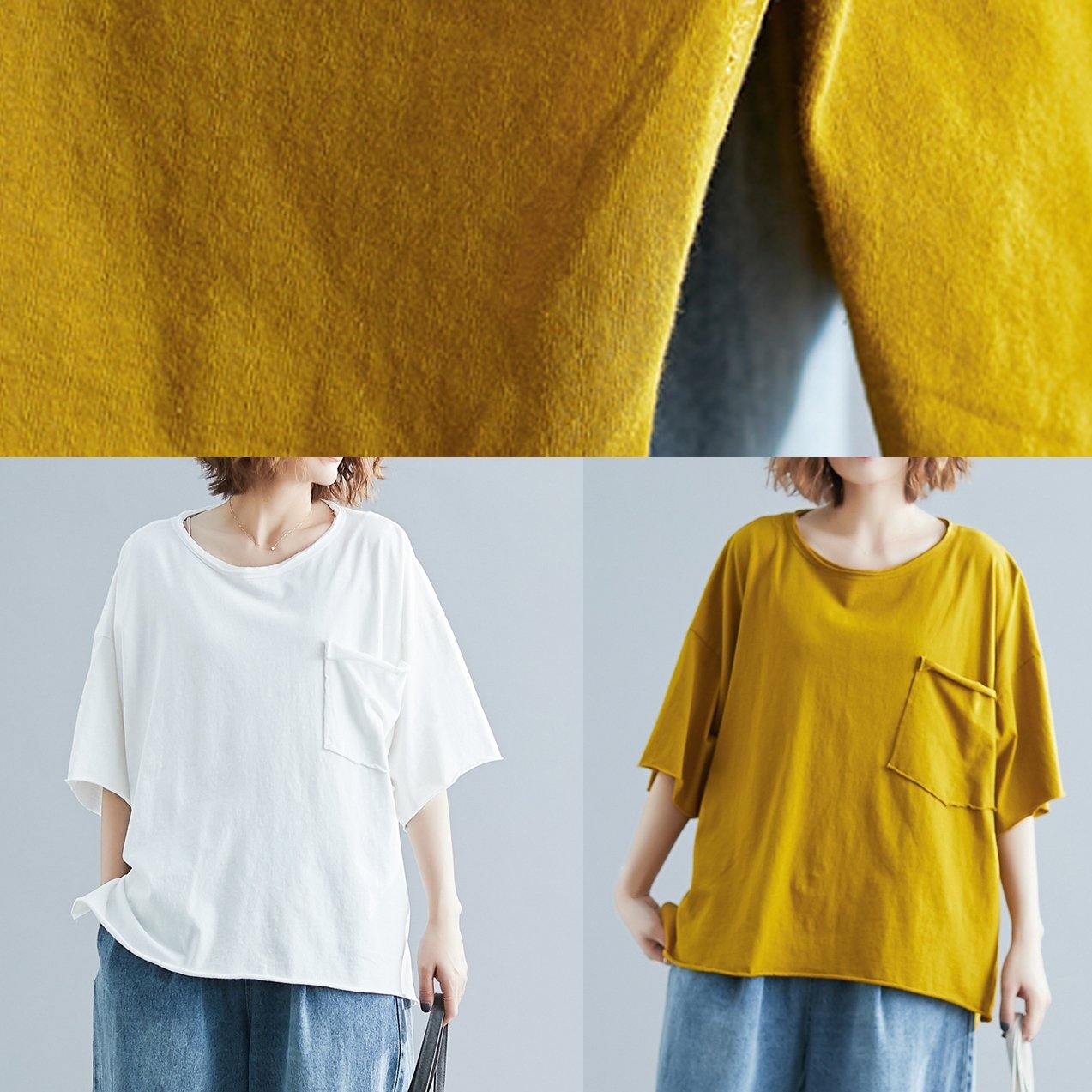 French O Neck Half Sleeve Cotton Summer Clothes for White Tops