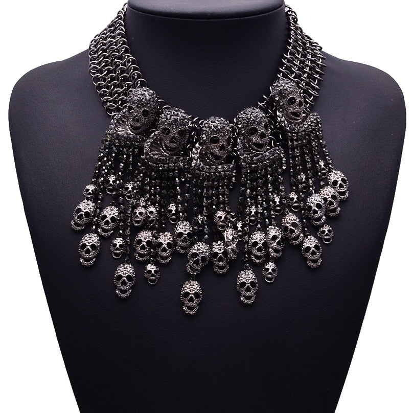 Exaggerated Chain Skull Necklace