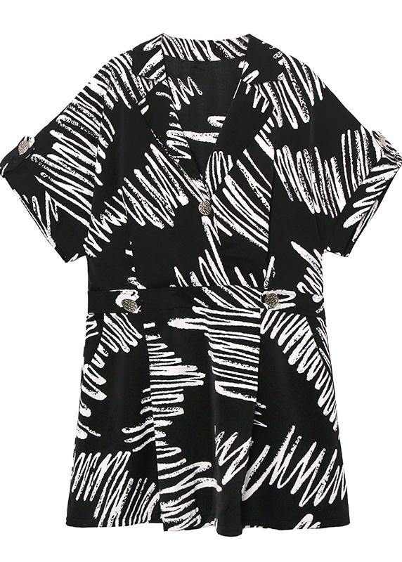 Handmade Notched Summer Dresses Tutorials Black Print Dress