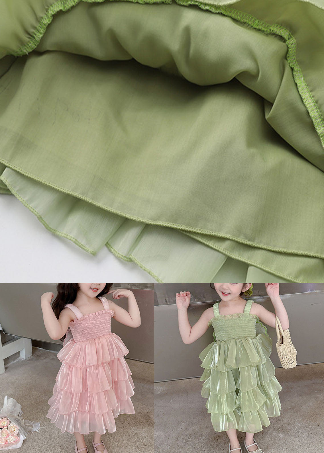 Handmade Pink Ruffled Patchwork Tulle Baby Dresses Sleeveless