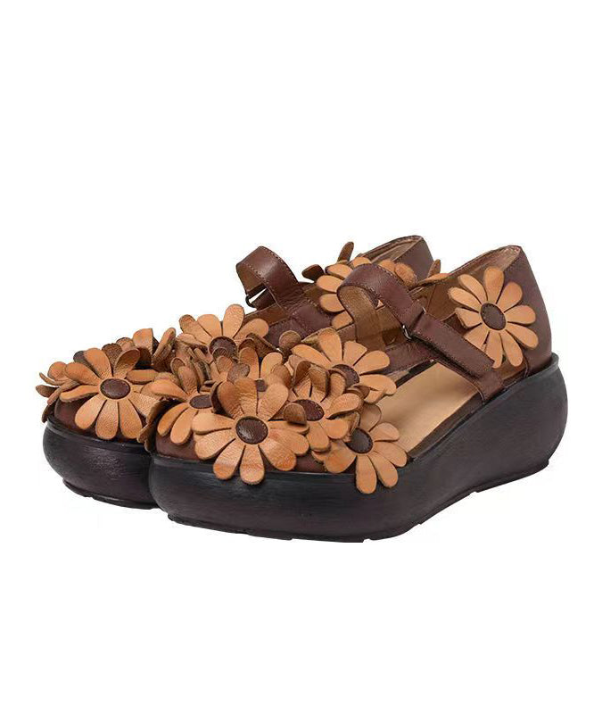 Handmade Retro Cowhide Leather Sandals Splicing