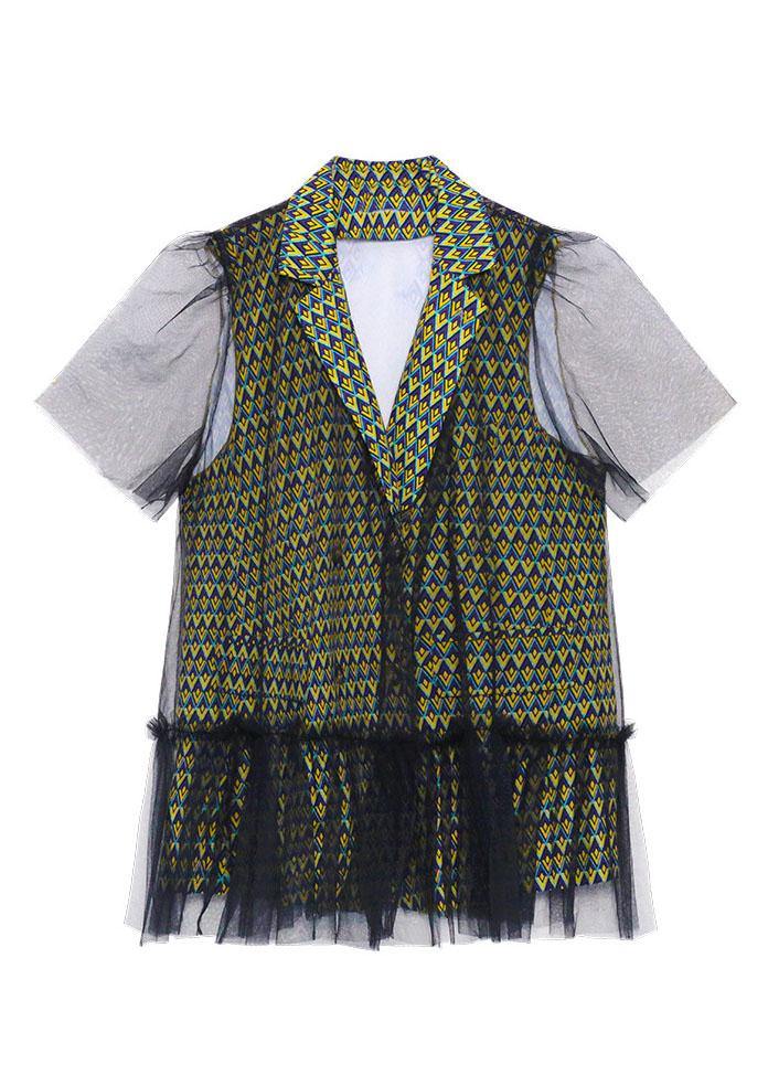 Handmade Tulle Notched Patchwork Top