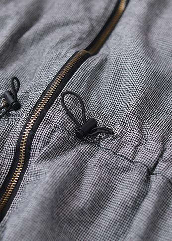 Handmade Gray Plaid Coat Inspiration Hooded Drawstring Coats