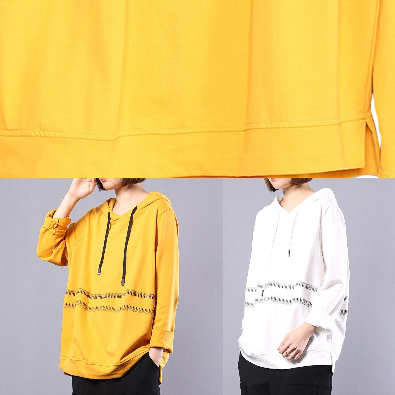 Handmade hooded cotton clothes For Women Photography yellow tops autumn