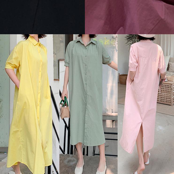 Handmade Light Green Cotton Wardrobes Back Open Long Summer Dresses