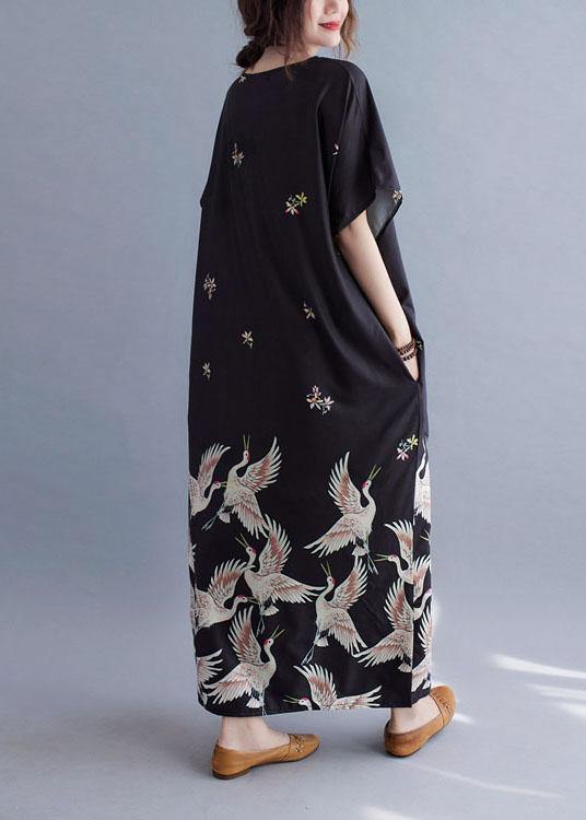 Italian Green Flowers V Neck Pockets Print Summer Holiday Dress Short Sleeve