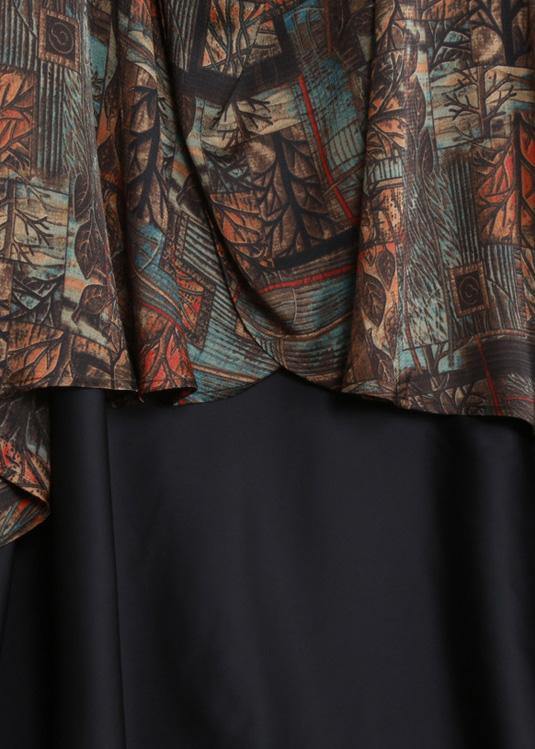 Italian Chocolate Print Draping Dresses