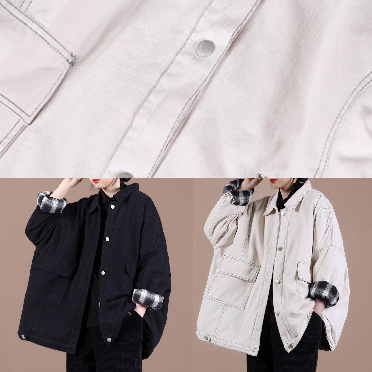 Italian Lapel Button Down Fine Spring Coats Black Loose Outwears