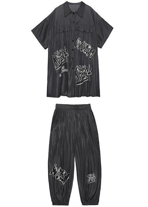 Lightweight and Cool Summer Blue Suit Short Sleeve + Pants Two-pieces