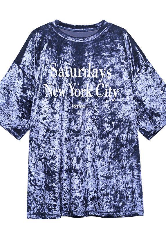 Loose Black Letter Tops Blouses O Neck Loose Spring Top
