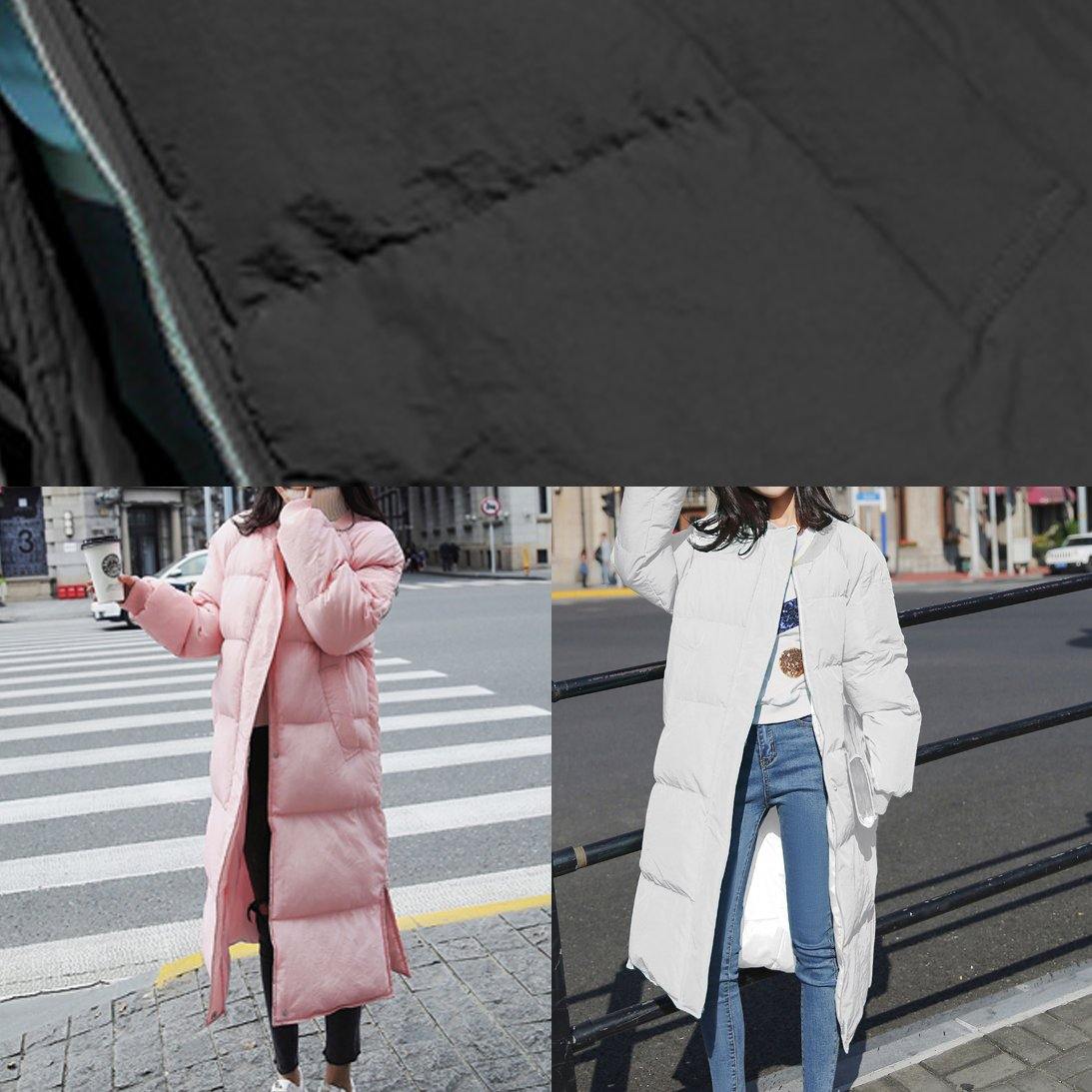 Loose Fitting Snow Jackets Winter Outwear Green O Neck Pockets Duck Down Coat