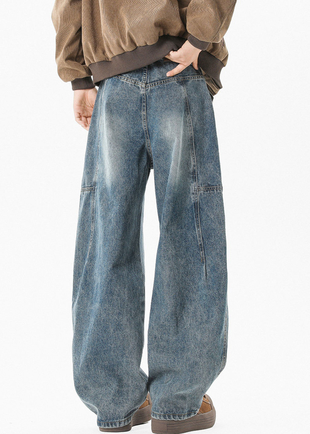Modern Blue Pockets High Waist Patchwork Denim Pants Summer