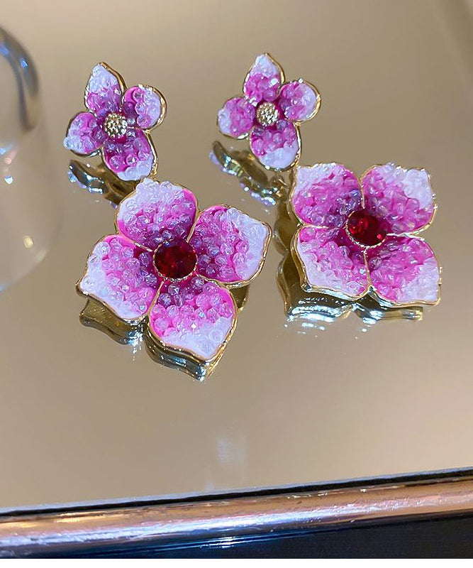 Modern Rose Gradient Color Alloy Zircon Drop Earrings Gh1013