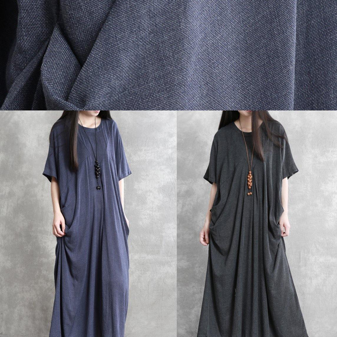 Modern O Neck Asymmetric Summer Robes Runway Dark Gray Dresses