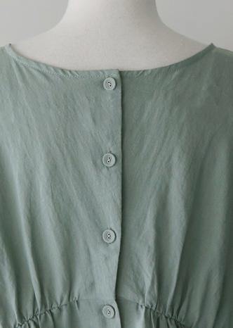 Modern O Neck Baggy Cotton Quilting Clothes Shirts Light Green Dress