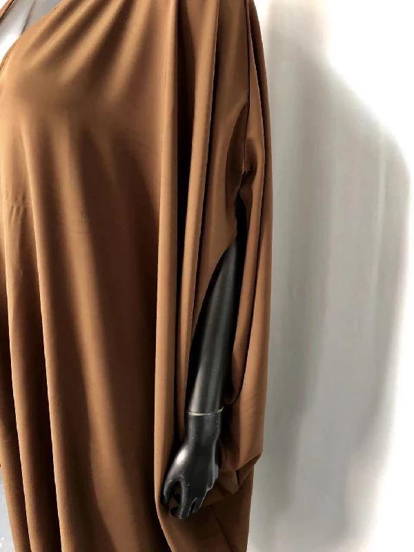 Modern V Neck Asymmetric Clothes Runway Chocolate Loose Dress Summer