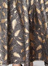 Natural Big Hem Cotton High Neck Clothes Runway Gray Prints Loose Dress