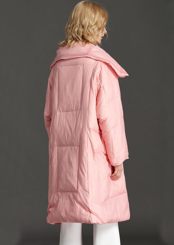 New Pink Peterpan Collar Pockets Zippered Winter Duck Down Coat