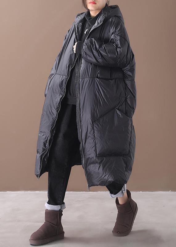 New Black Warm Winter Coat Down Jacket Hooded Pockets Coats
