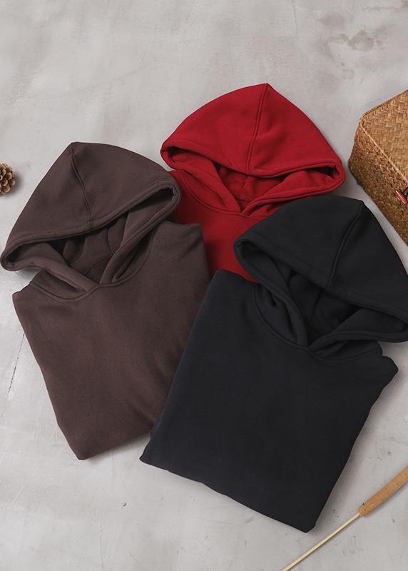 Organic winter cotton hooded Long Shirts Fashion Ideas red top