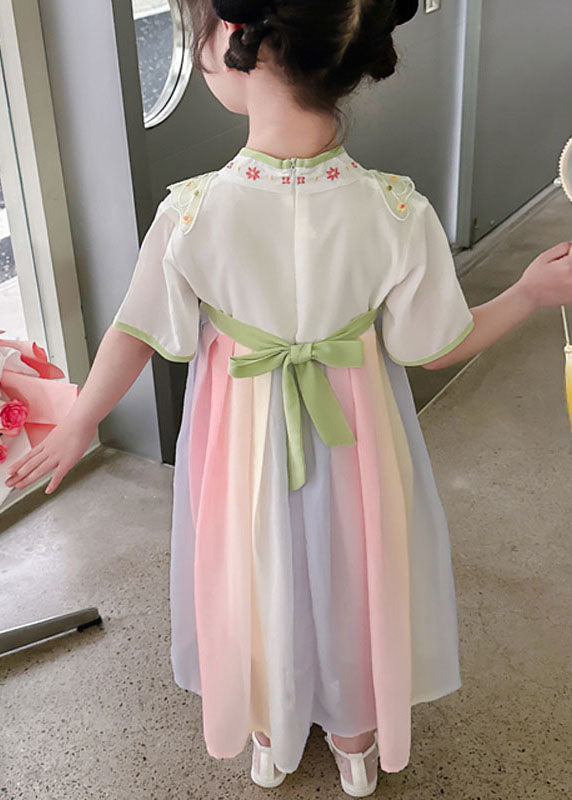 Oriental Green Tasseled Embroideried Patchwork Chiffon Baby Dress Summer