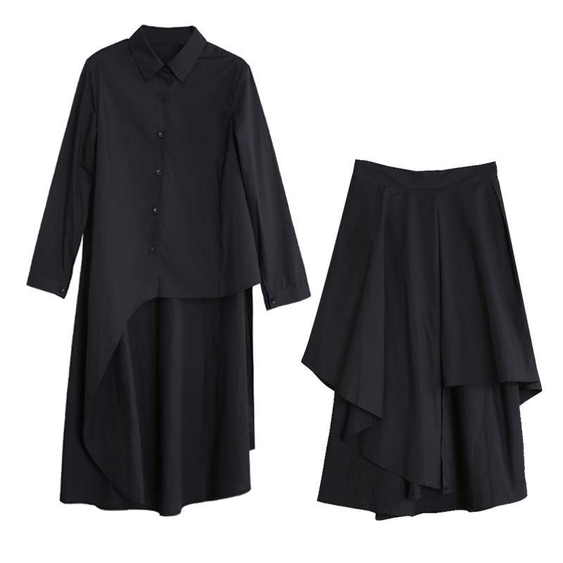 Original Designer Style Black Suit Female Autumn New Irregular Personality Two-piece Suit
