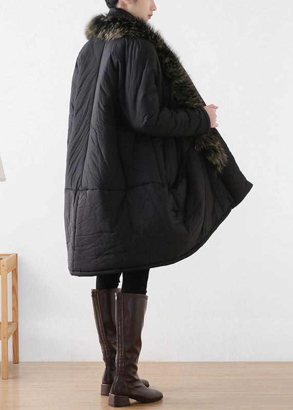 Black Fur Collar Warm Thick Parka Winter
