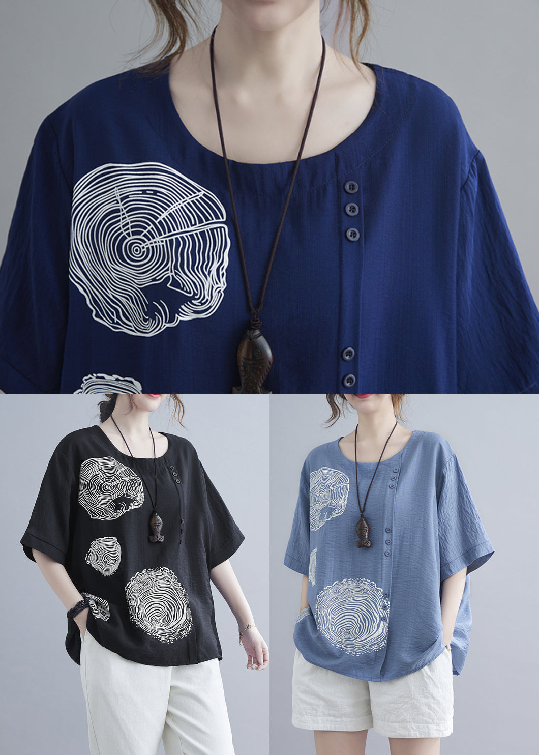 Black O-neck Print Cotton Tank Tops Summer