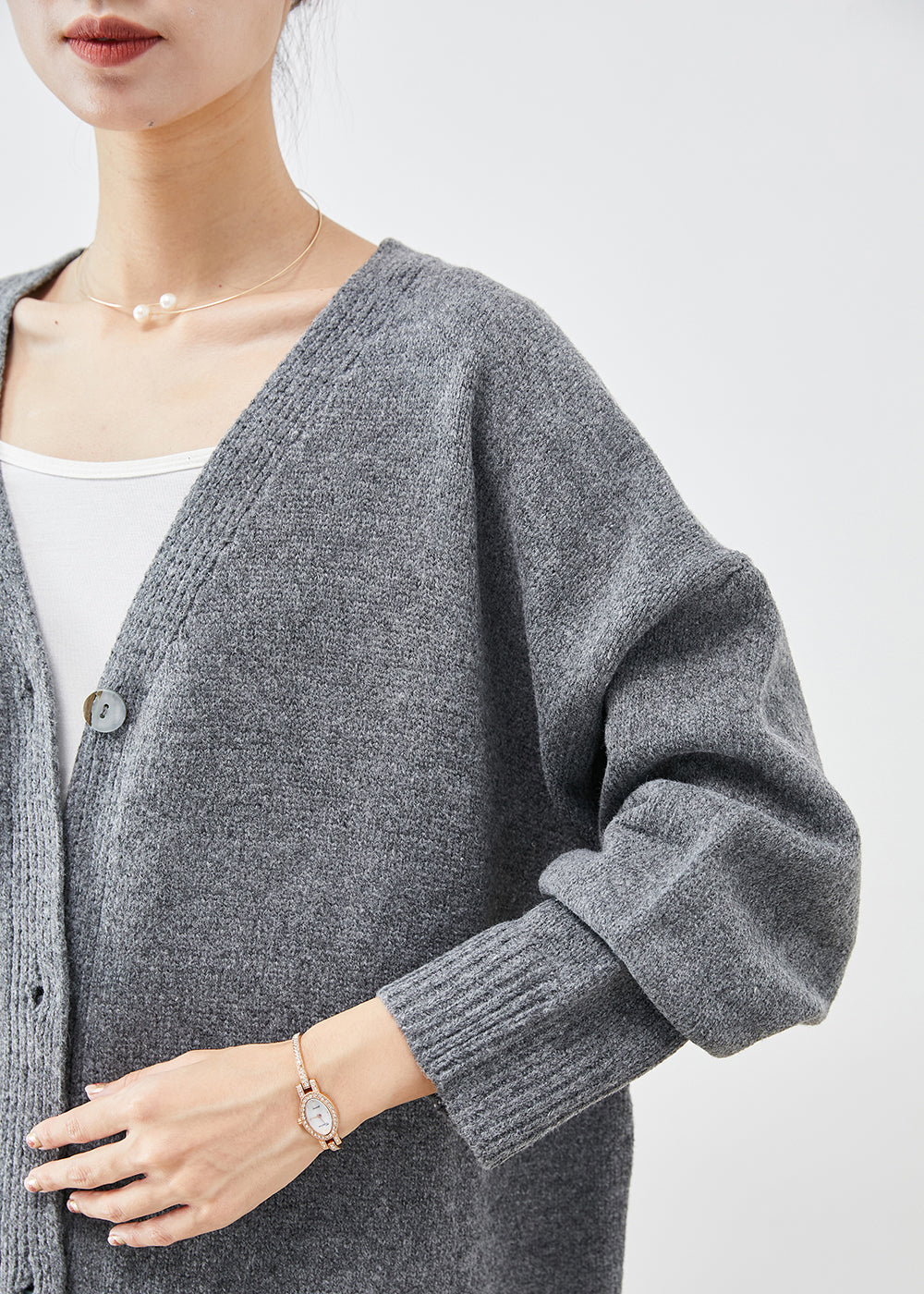 Charcoal Grey Oversized Button Down Knit Cardigan Fall