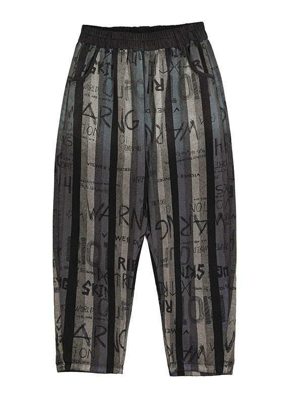 Graphic Print Elastic Waist Crop Pants Summer
