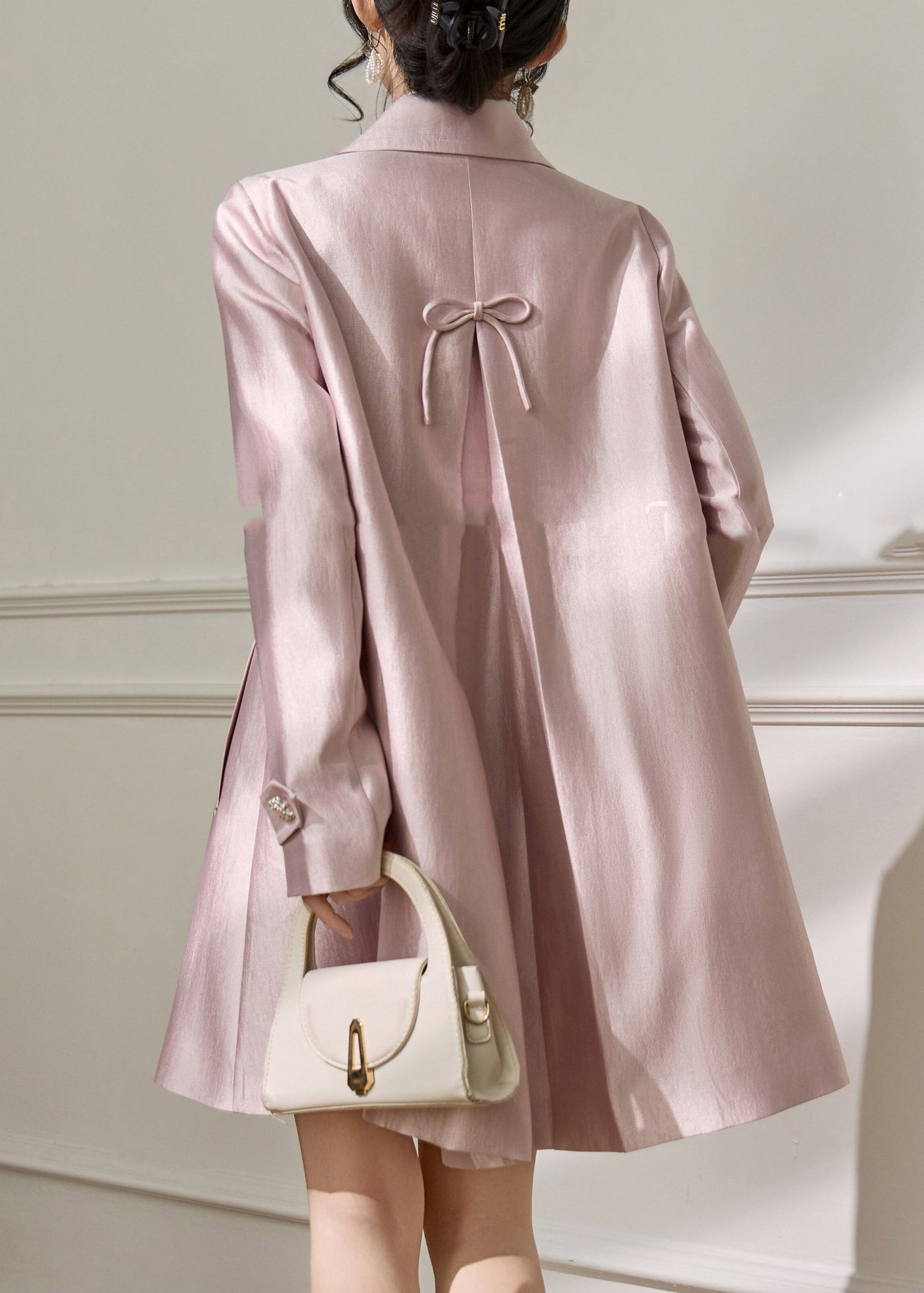 Pink Peter Pan Collar Button Coats Spring
