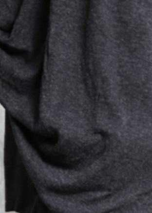Simple Black Cotton Clothes Asymmetric Cotton Robes Wild Dress