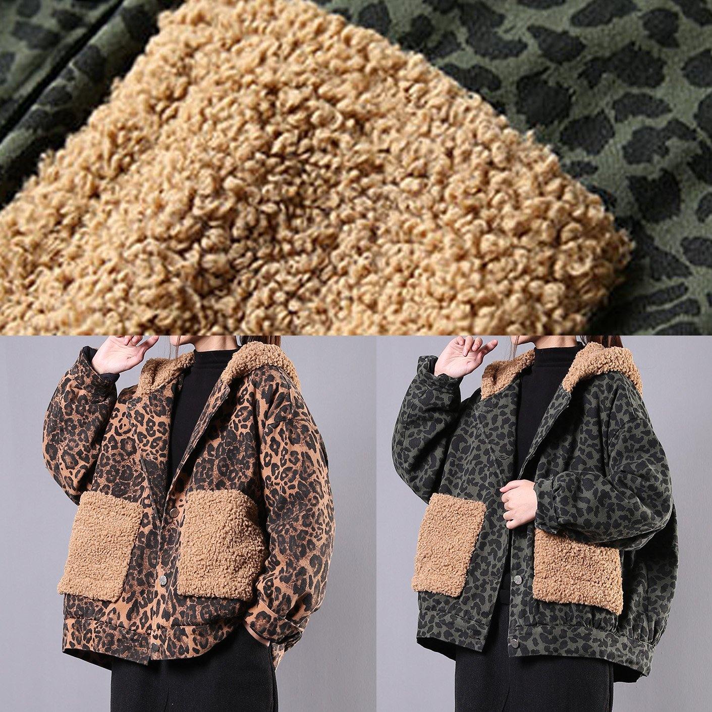 Simple Hooded Patchwork Fine Clothes for Army Green Daily Outwears