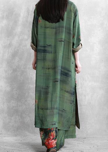 Spring Silk Suit Loose Loose Irregular Long Shirt Wide Leg Pants