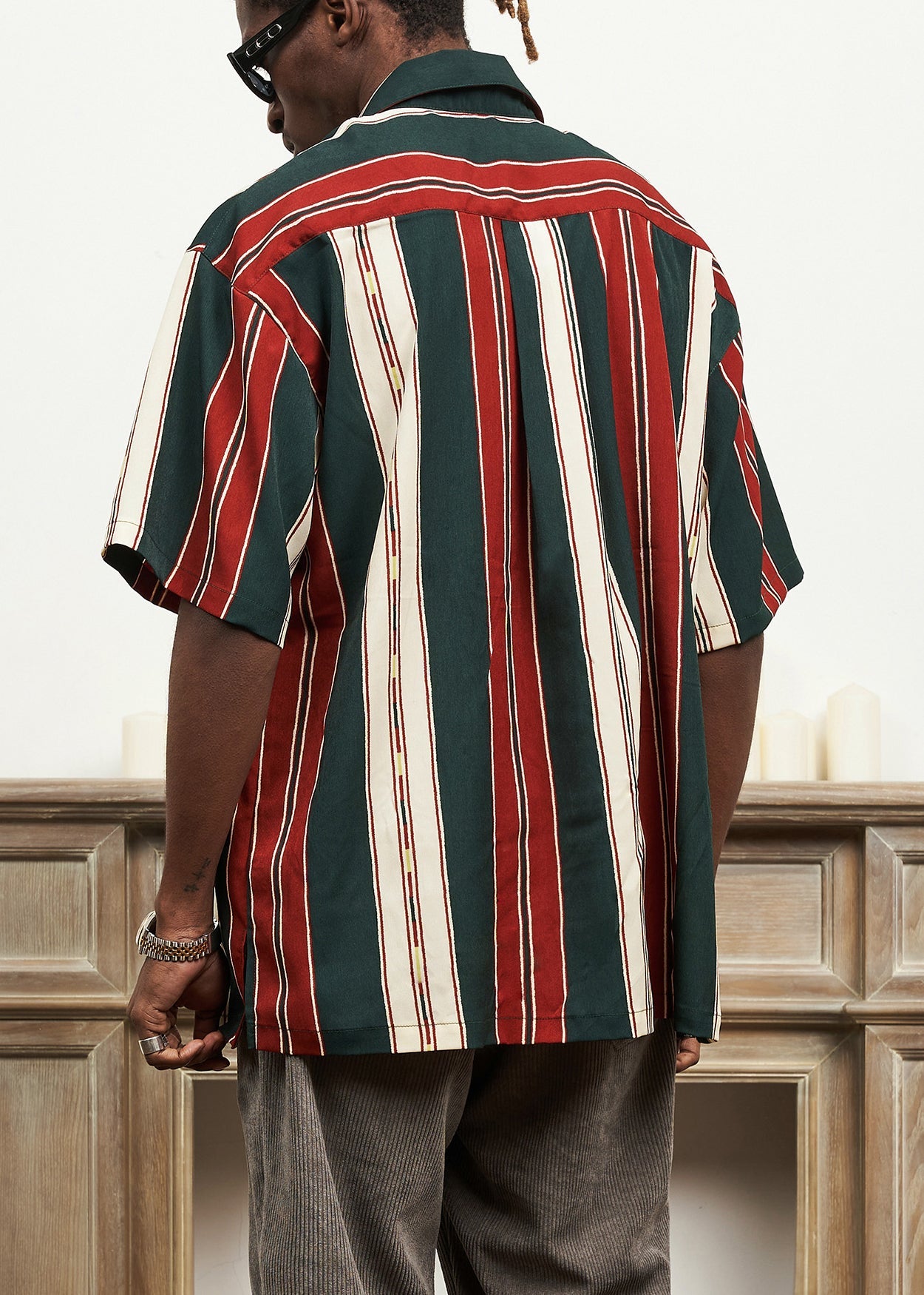 Striped Button Cotton Shirts Peter Pan Collar Summer