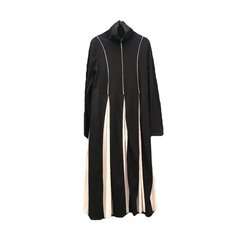 Style Black Clothes for High Neck Patchwork a Line Dresses